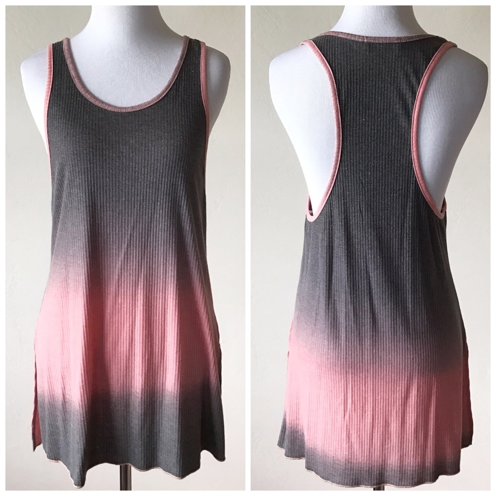NEW cherish Boutique Ombré Grey Peach Knit Tank